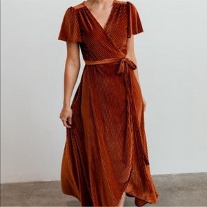 Baltic Born Andi copper ribbed wrap dress